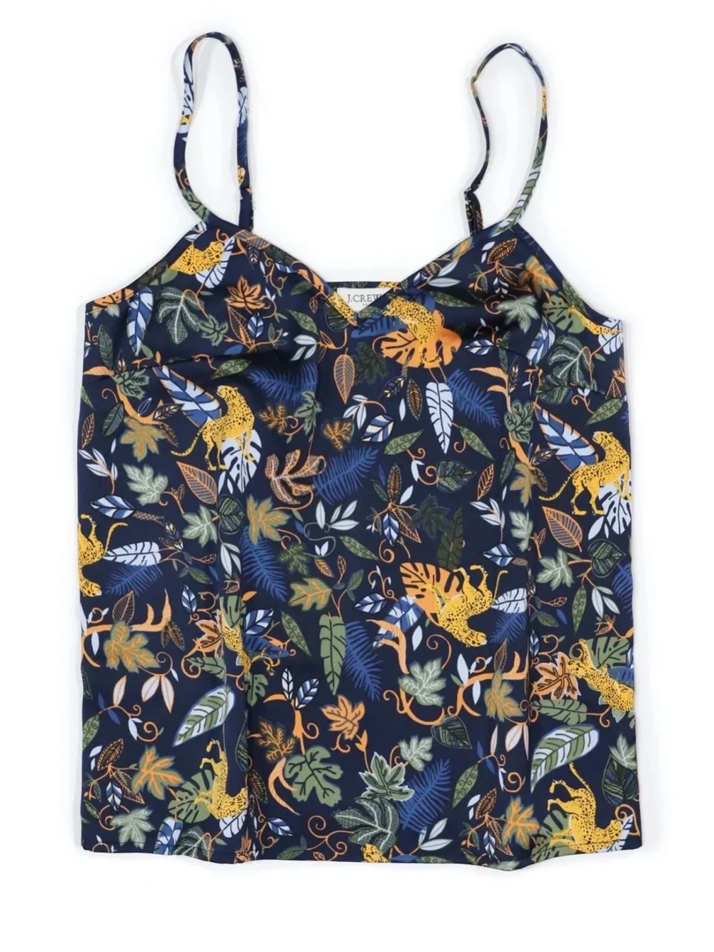 J. Crew Navy Tropical Leopard Print Cami Tank